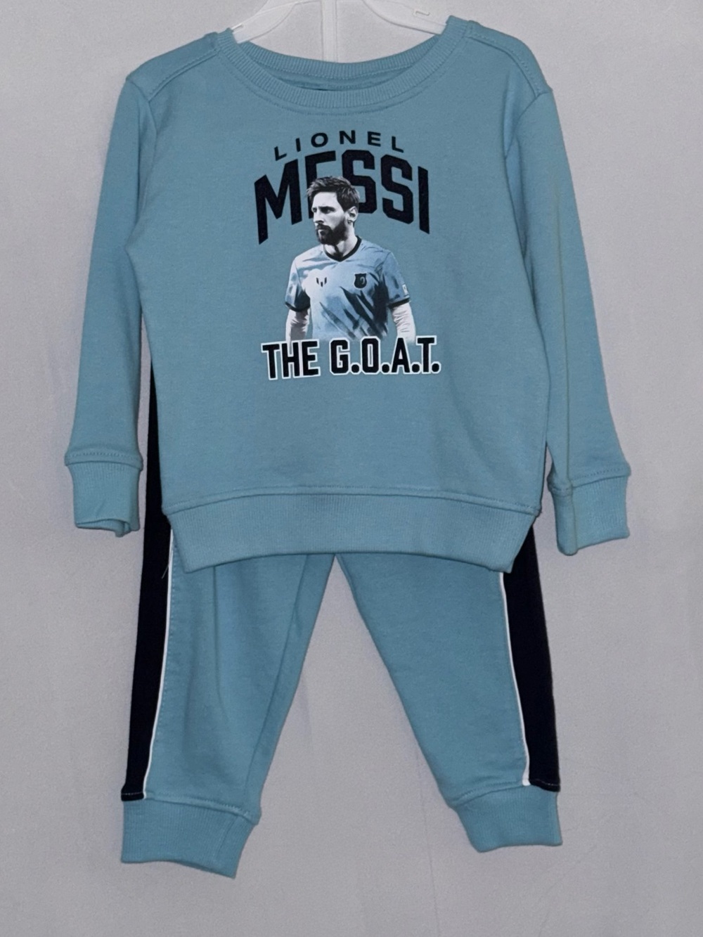 NWT Lionel Messi Light Blue Kids Matching Sweatshirt & Joggers Set Size 2T